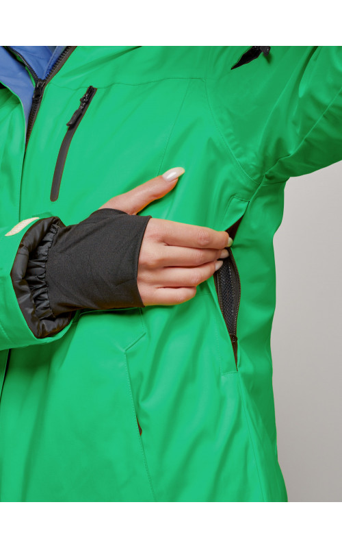Женская горнолыжная куртка, зелёная сезон зима