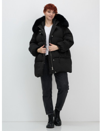 Пуховик с мехом песца, зимний, элегантный, для женщин