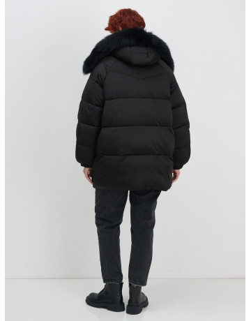 Пуховик с мехом песца, зимний, элегантный, для женщин