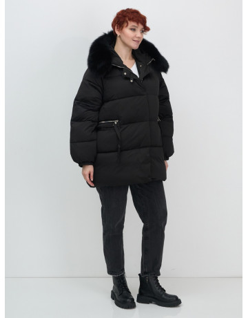 Пуховик с мехом песца, зимний, элегантный, для женщин