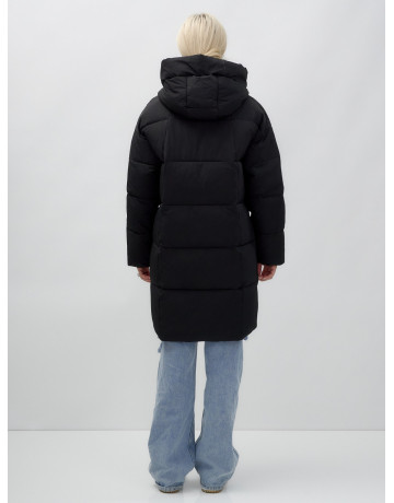 Пуховик женский зимний удлинённый с капюшоном, чёрный. в Тюмени