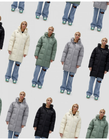 Пуховик женский зимний удлинённый с капюшоном, чёрный. в Тюмени