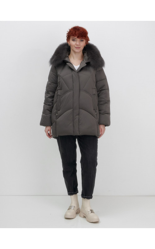 Пуховик для женщин с мехом песца