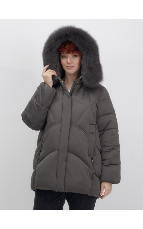 Пуховик для женщин с мехом песца