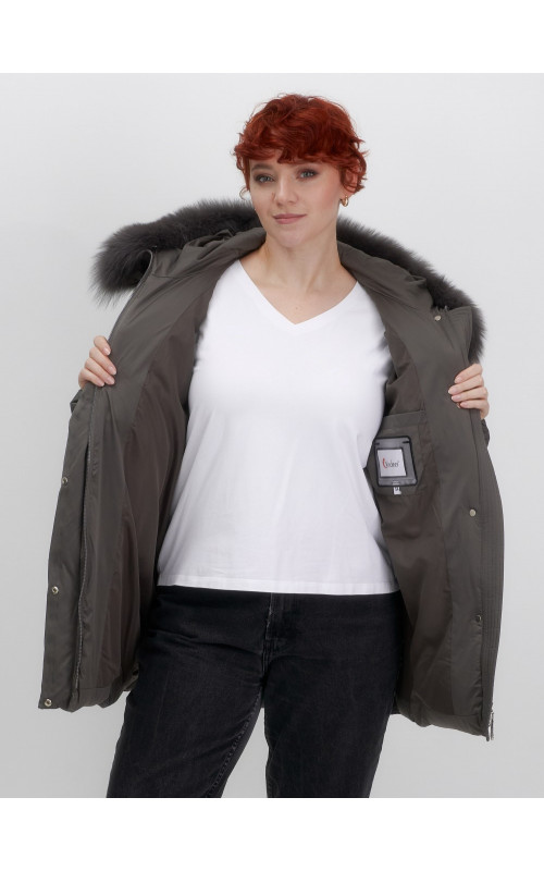 Пуховик для женщин с мехом песца