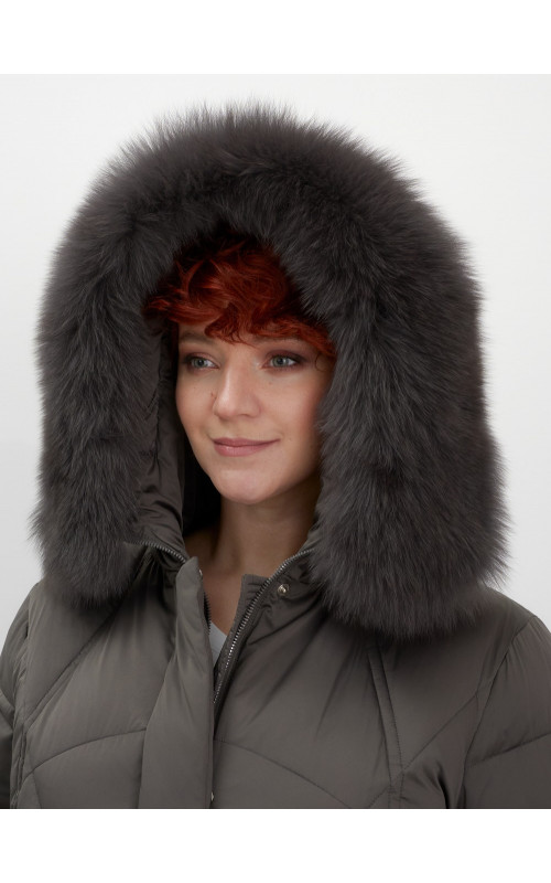 Пуховик для женщин с мехом песца