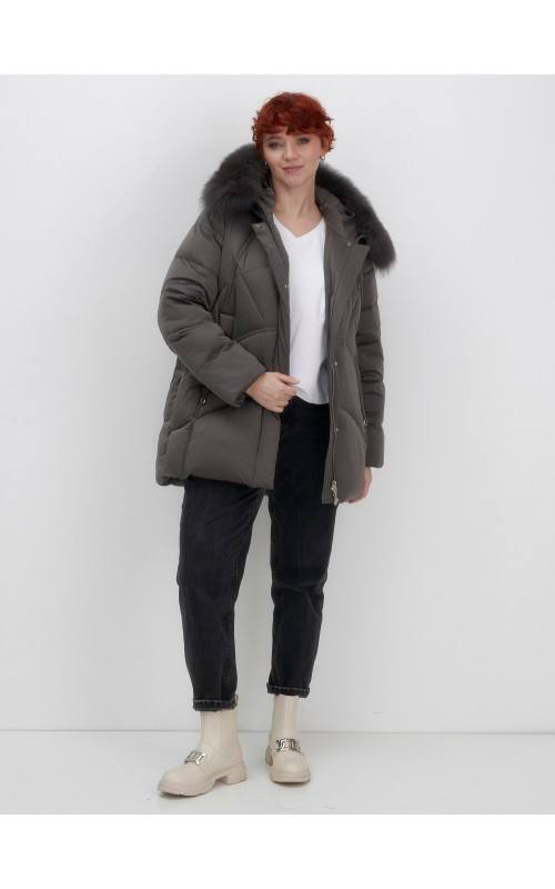 Пуховик для женщин с мехом песца