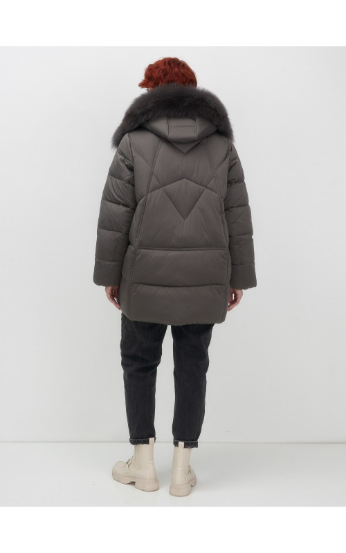 Пуховик для женщин с мехом песца