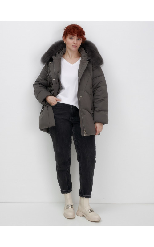 Пуховик для женщин с мехом песца