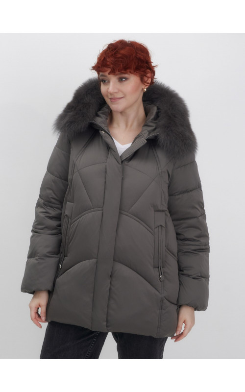 Пуховик для женщин с мехом песца