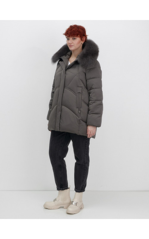 Пуховик для женщин с мехом песца
