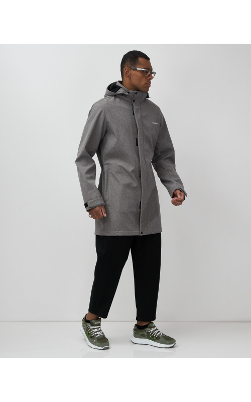 Мужская спортивная парка с капюшоном серого цвета, для активного отдыха в Тюмени