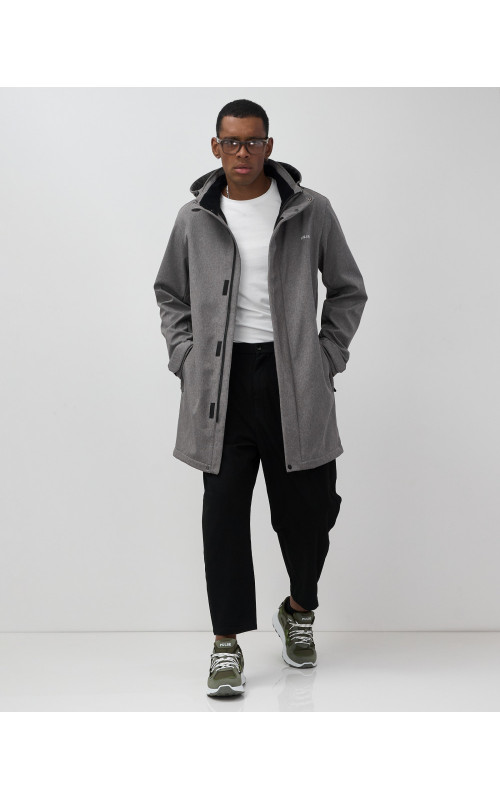 Мужская спортивная парка с капюшоном серого цвета, для активного отдыха в Тюмени