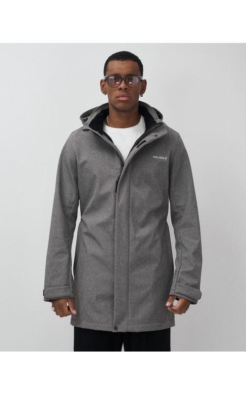 Мужская спортивная парка с капюшоном серого цвета, для активного отдыха в Тюмени