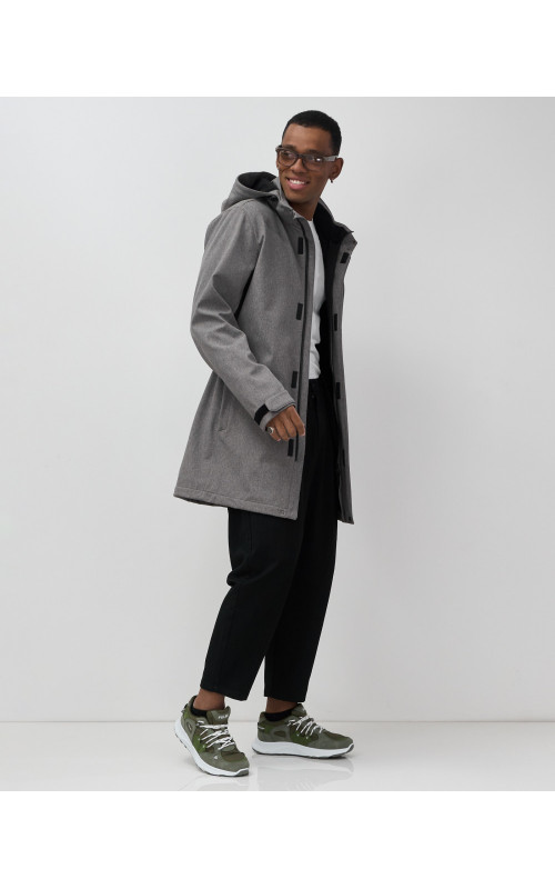 Мужская спортивная парка с капюшоном серого цвета, для активного отдыха в Тюмени