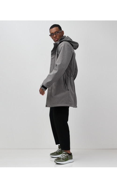 Мужская спортивная парка с капюшоном серого цвета, для активного отдыха в Тюмени