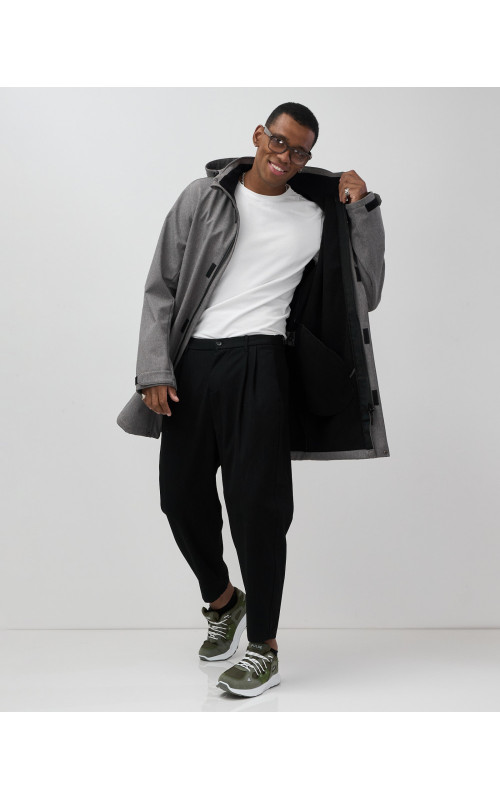 Мужская спортивная парка с капюшоном серого цвета, для активного отдыха в Тюмени