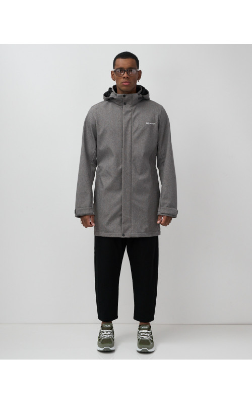 Мужская спортивная парка с капюшоном серого цвета, для активного отдыха в Тюмени