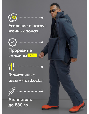 Мужской горнолыжный костюм: куртка-анорак и полукомбинезон