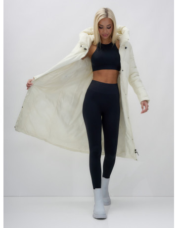 Длинный зимний пуховик с капюшоном для женщин.