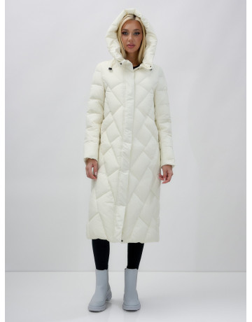 Длинный зимний пуховик с капюшоном для женщин.
