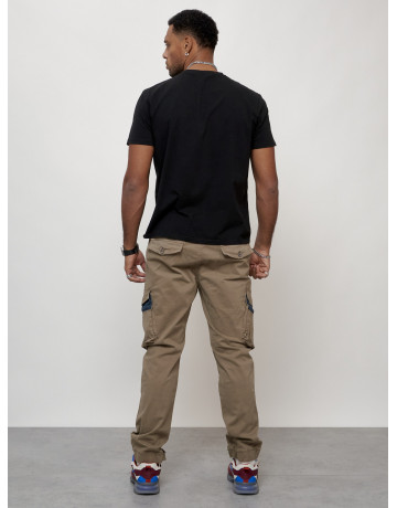 Мужские брюки карго с накладными карманами, бежевые. в Тюмени