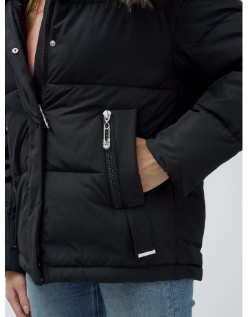 Пуховик женский зимний с мехом енота премиум-класса, чёрный. в Тюмени