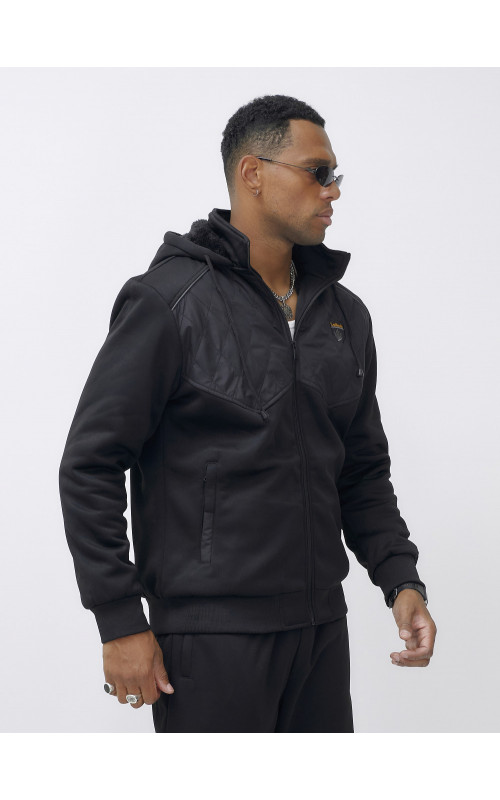 Мужской зимний спортивный костюм с начёсом, чёрный, для активного отдыха в Тюмени