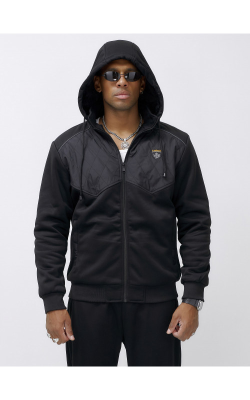 Мужской зимний спортивный костюм с начёсом, чёрный, для активного отдыха в Тюмени