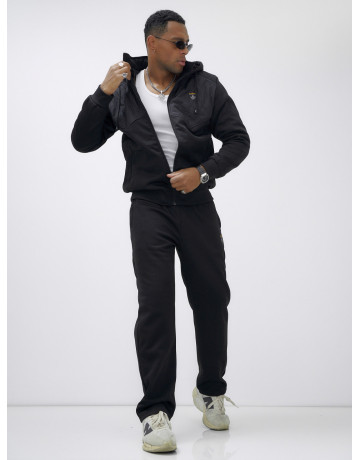 Мужской зимний спортивный костюм с начёсом, чёрный, для активного отдыха в Тюмени