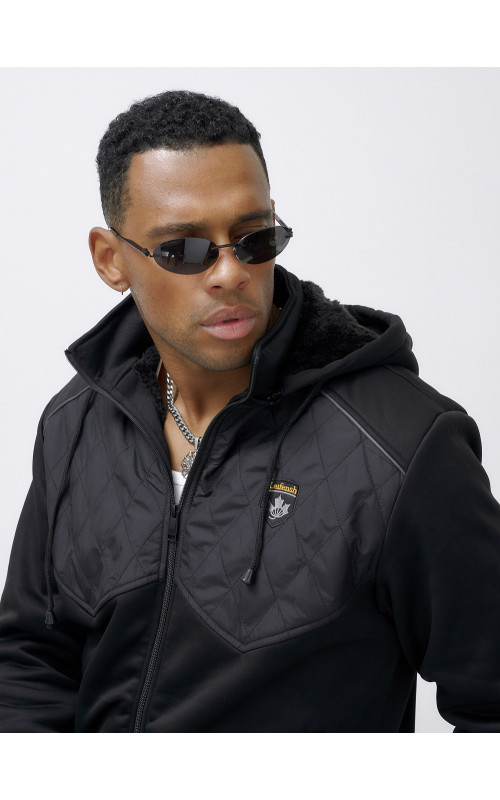 Мужской зимний спортивный костюм с начёсом, чёрный, для активного отдыха в Тюмени