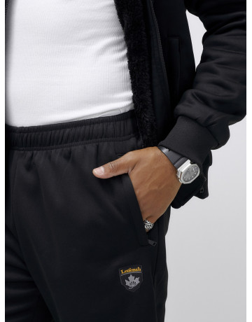 Мужской зимний спортивный костюм с начёсом, чёрный, для активного отдыха в Тюмени