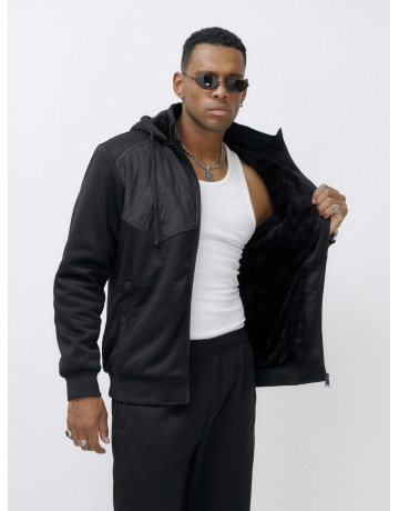 Мужской зимний спортивный костюм с начёсом, чёрный, для активного отдыха в Тюмени