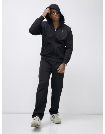 Мужской зимний спортивный костюм с начёсом, чёрный, для активного отдыха в Тюмени