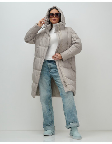 Длинный женский пуховик с капюшоном для зимы.