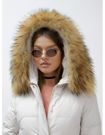 Зимняя женская куртка премиум-класса с опушкой из натурального меха енота.