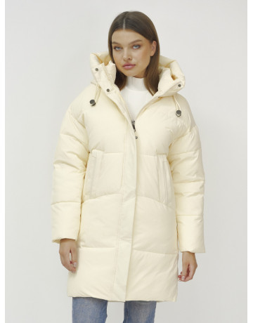 Зимний пуховик с воротником-стойкой и капюшоном.