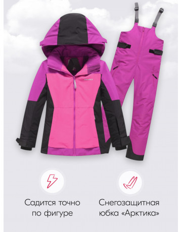 Розовый горнолыжный костюм для девочки.