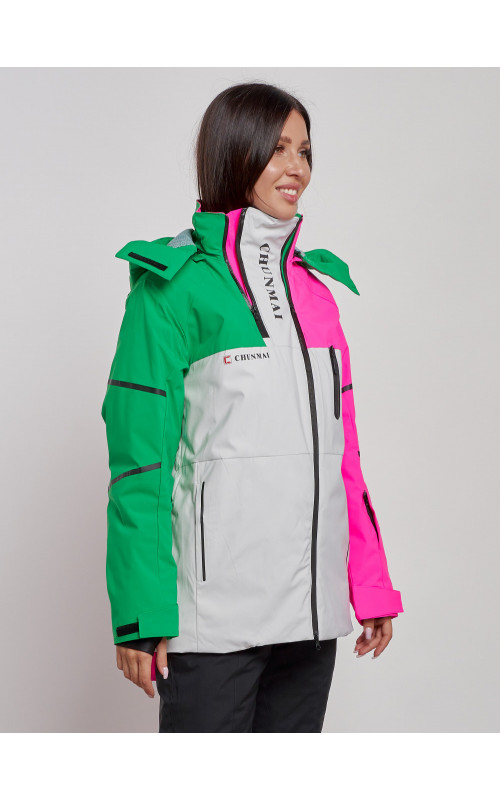 Женская горнолыжная куртка яркая цветкая