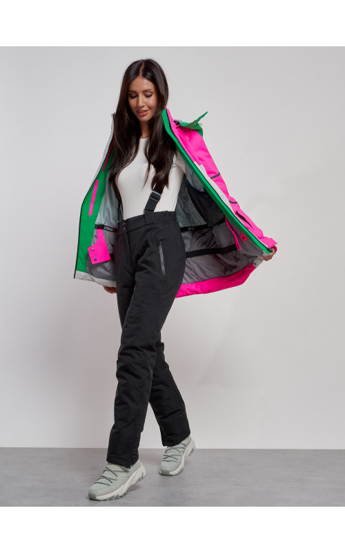 Женская горнолыжная куртка яркая цветкая