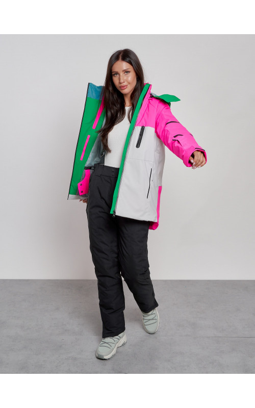 Женская горнолыжная куртка яркая цветкая