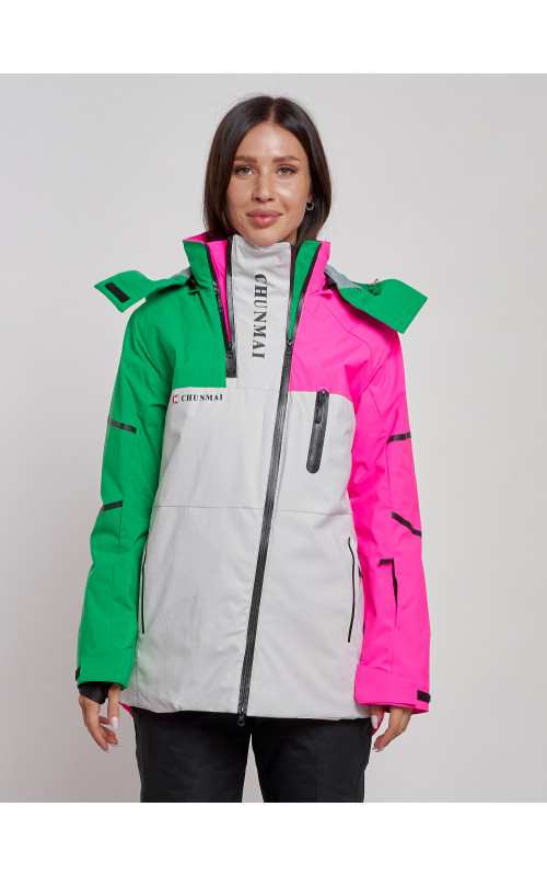 Женская горнолыжная куртка яркая цветкая