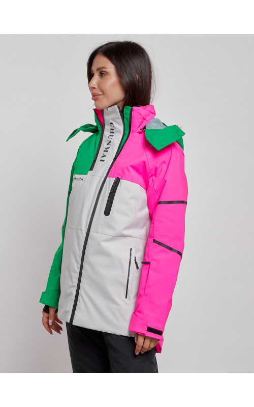Женская горнолыжная куртка яркая цветкая