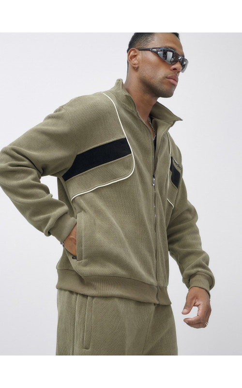 Мужской демисезонный спортивный костюм на флисе, цвет хаки, для спорта. в Тюмени