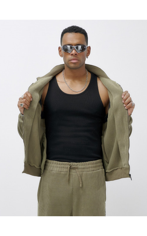 Мужской демисезонный спортивный костюм на флисе, цвет хаки, для спорта. в Тюмени