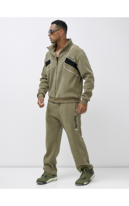 Мужской демисезонный спортивный костюм на флисе, цвет хаки, для спорта. в Тюмени