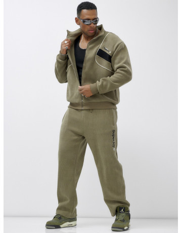 Мужской демисезонный спортивный костюм на флисе, цвет хаки, для спорта. в Тюмени