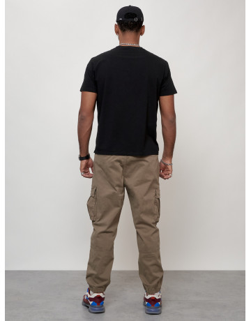 Мужские брюки карго с накладными карманами, бежевые. в Тюмени