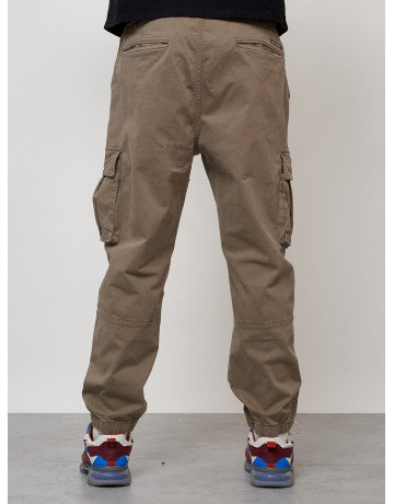 Мужские брюки карго с накладными карманами, бежевые. в Тюмени