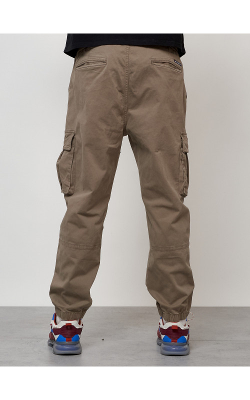 Мужские брюки карго с накладными карманами, бежевые. в Тюмени